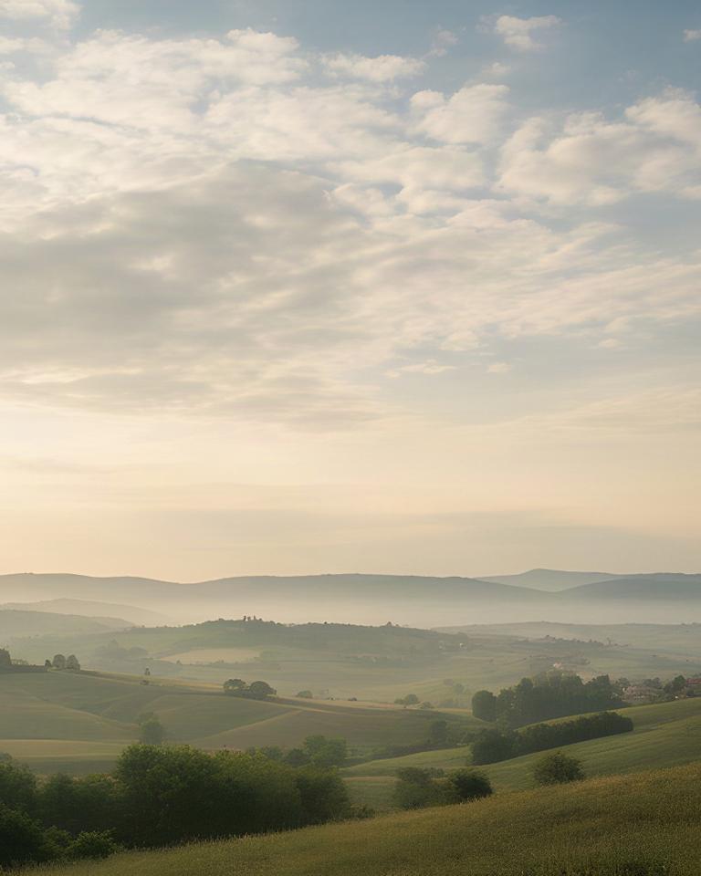 Cielo mattutino sopra Spilimbergo con nuvole leggere e luce sulle colline friulane