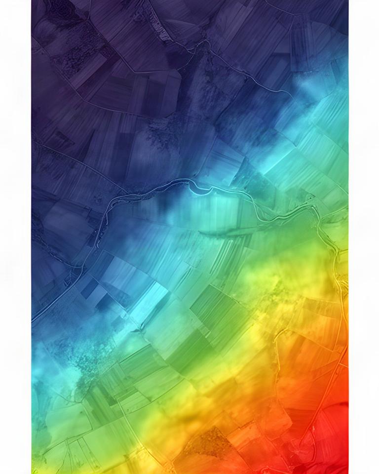 Mappa a colori della temperatura del suolo agricolo nella pianura del Friuli Venezia Giulia