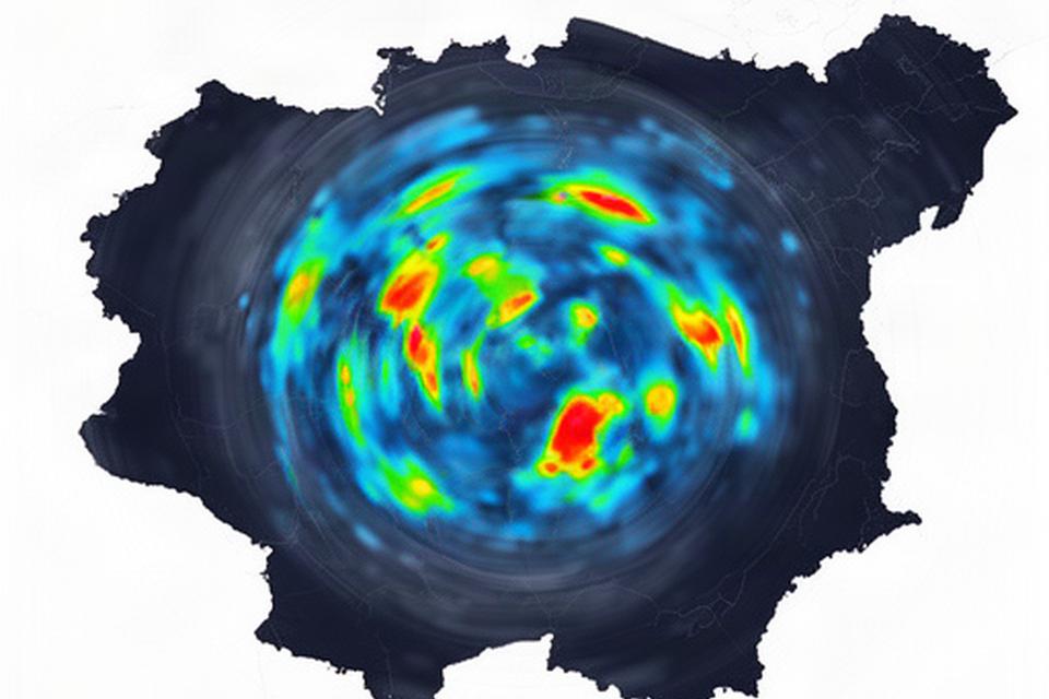 Schermata radar meteorologico con nuclei di pioggia sul Friuli Venezia Giulia