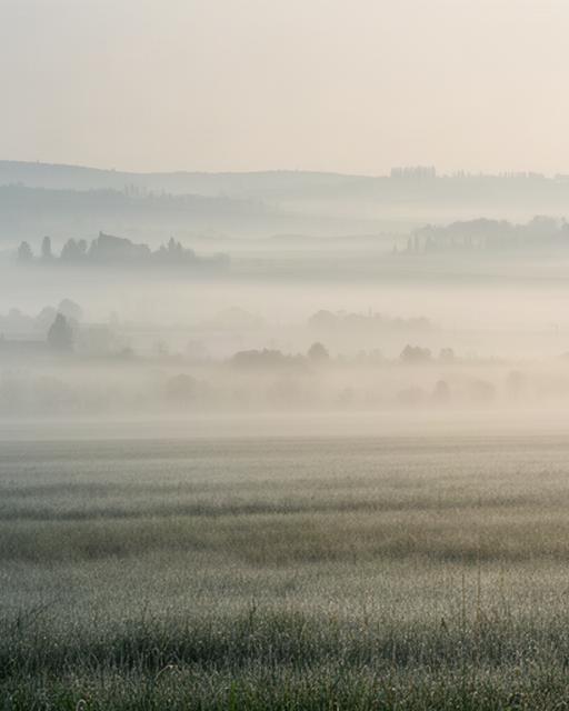 Nebbia leggera sulla campagna vicino a Spilimbergo nelle prime ore del mattino