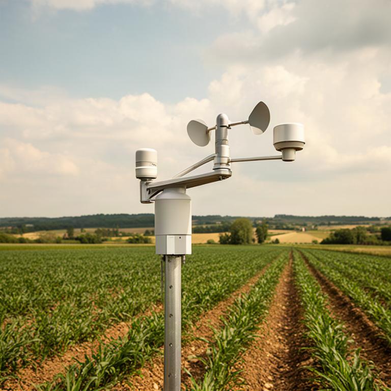 Anemometro della rete meteorologica installato su un campo agricolo vicino a Spilimbergo