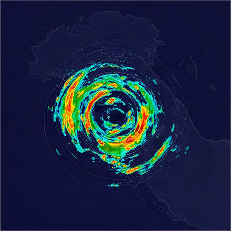 Schermata radar meteorologico con precipitazioni colorate sull’area del Nordest italiano